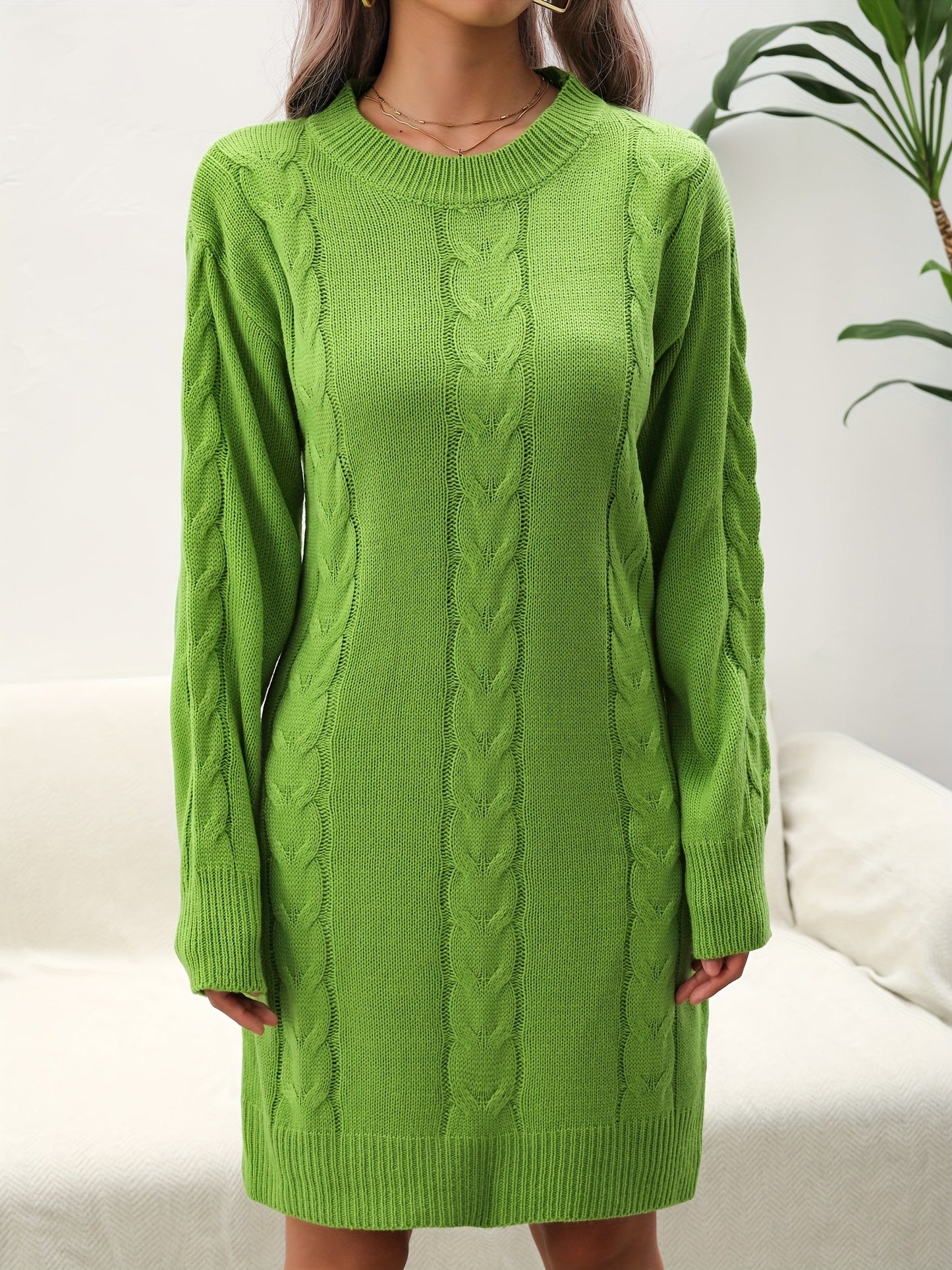 Robe pull torsadée femme coupe droite col rond