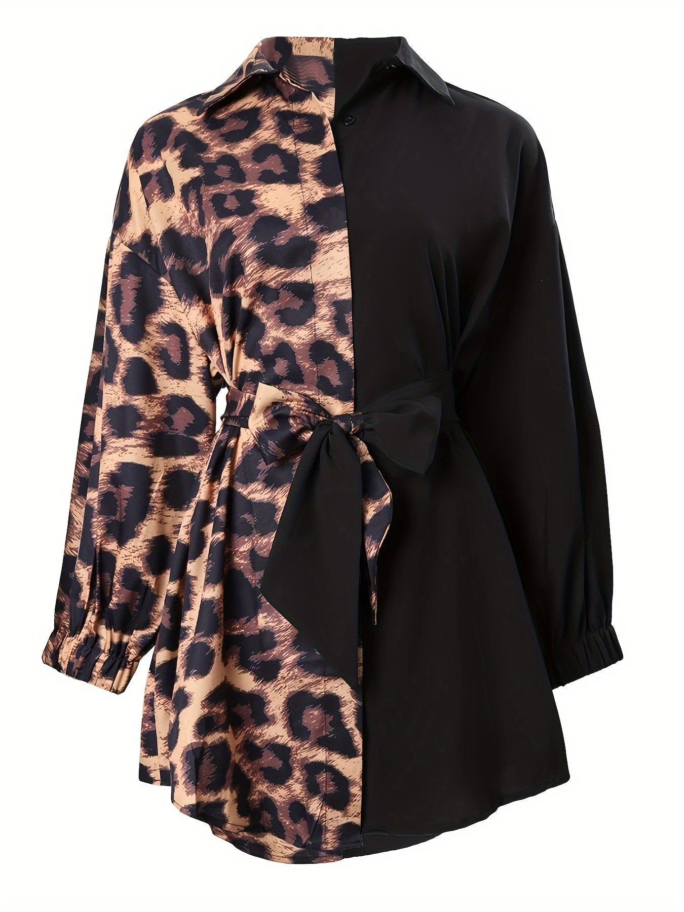 Robe chemise portefeuille imprimé léopard femme