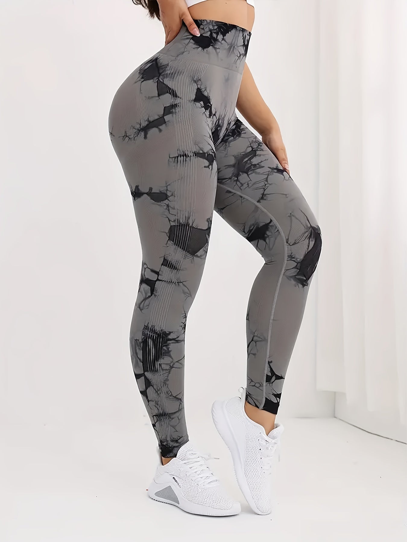 Leggings Push up imprimé marbré taille haute femme