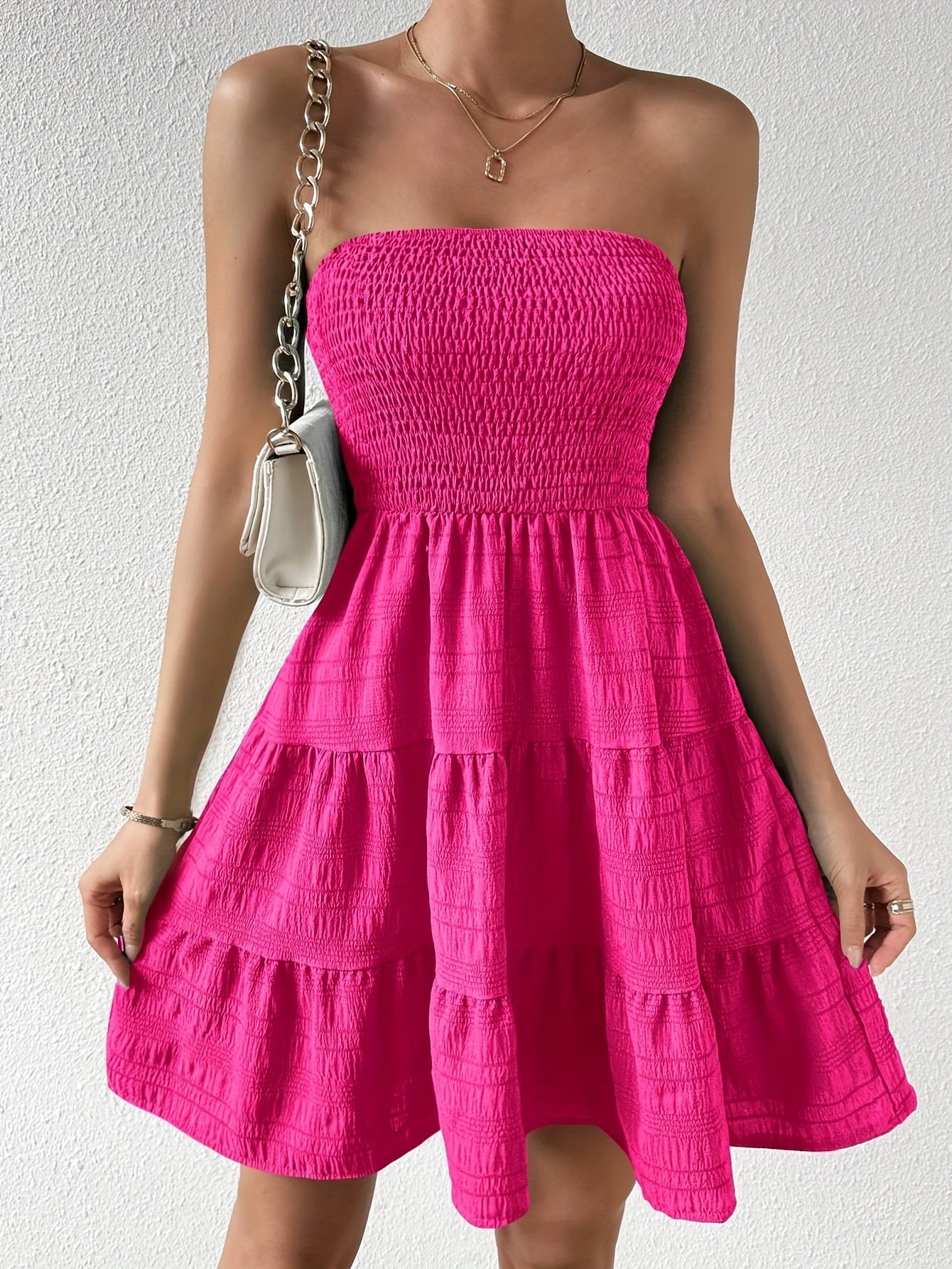 Robe bustier été femme smockée fluide