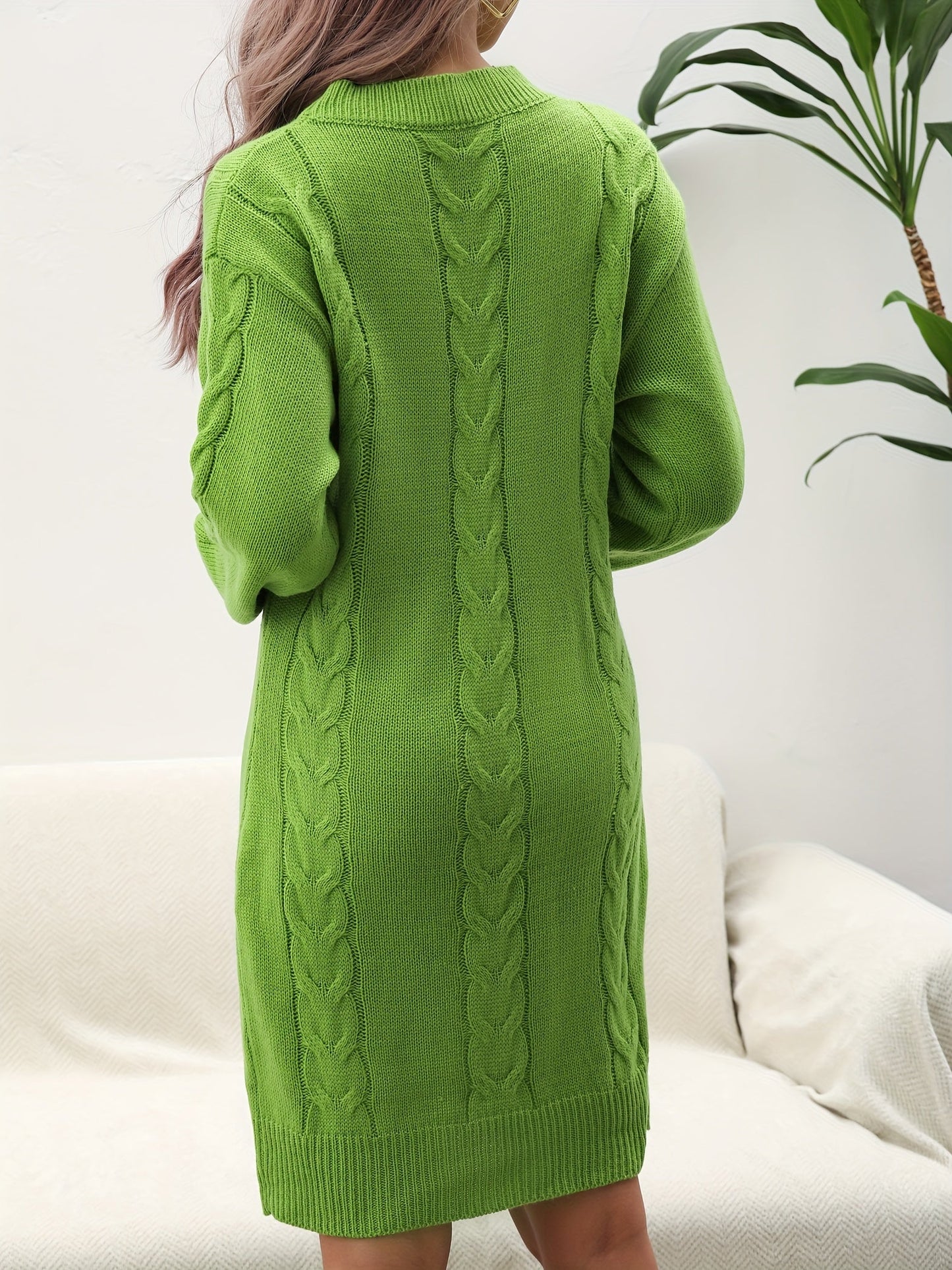 Robe pull torsadée femme coupe droite col rond