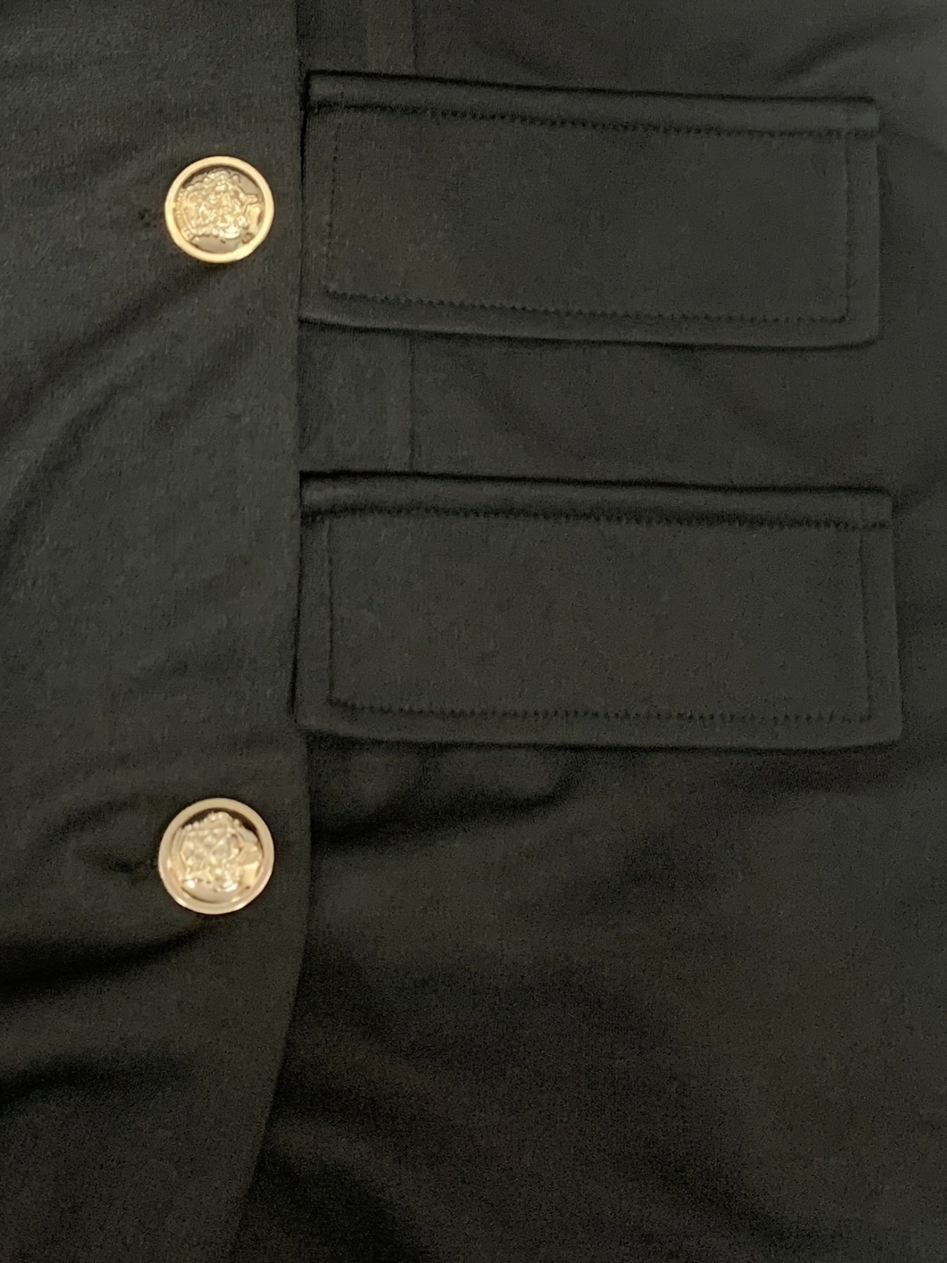 Robe blazer noire femme à boutons dorés chic