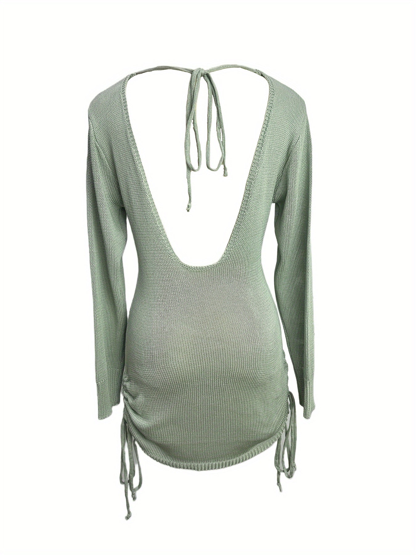 Robe pull côtelée femme à fronces