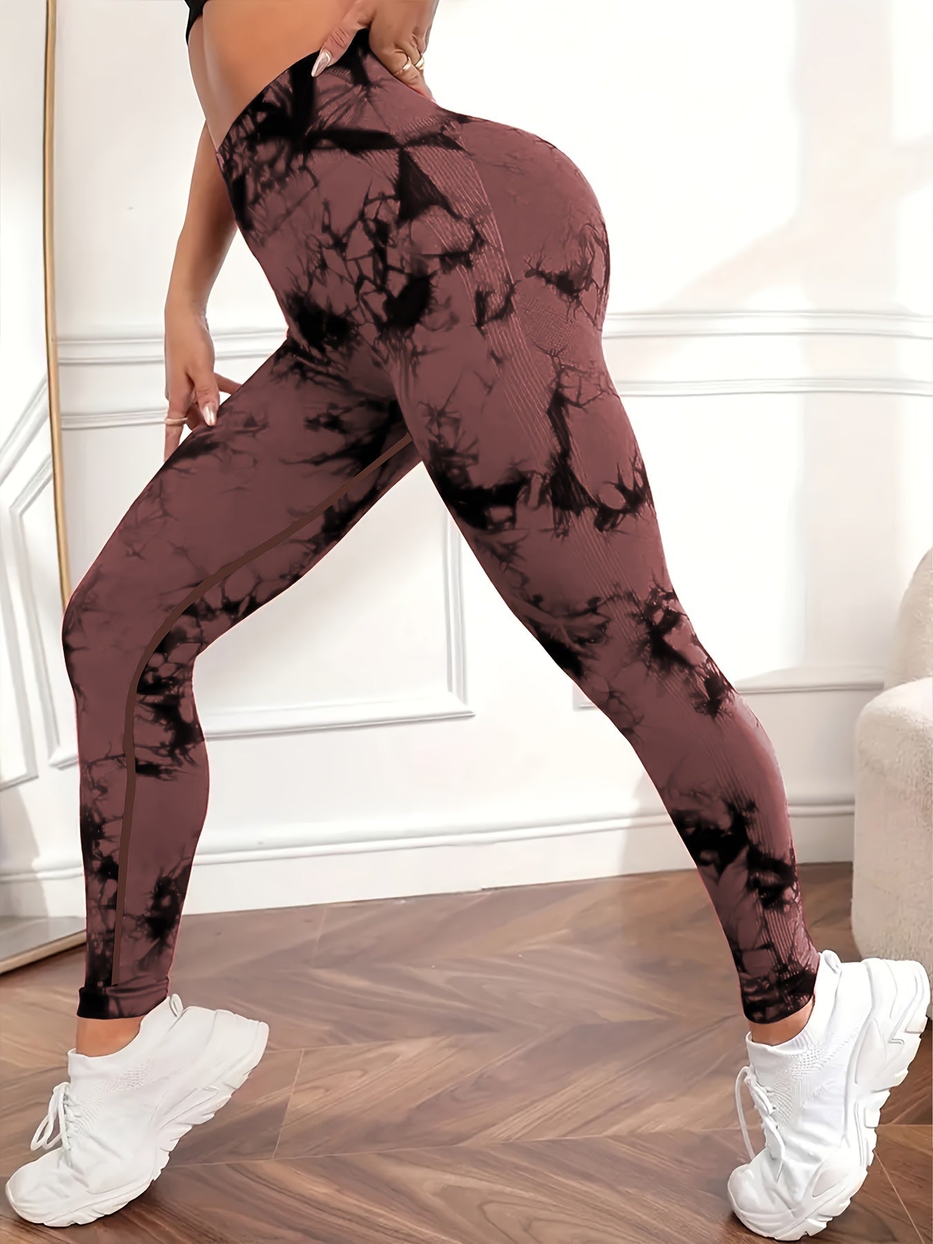 Leggings Push up imprimé marbré taille haute femme