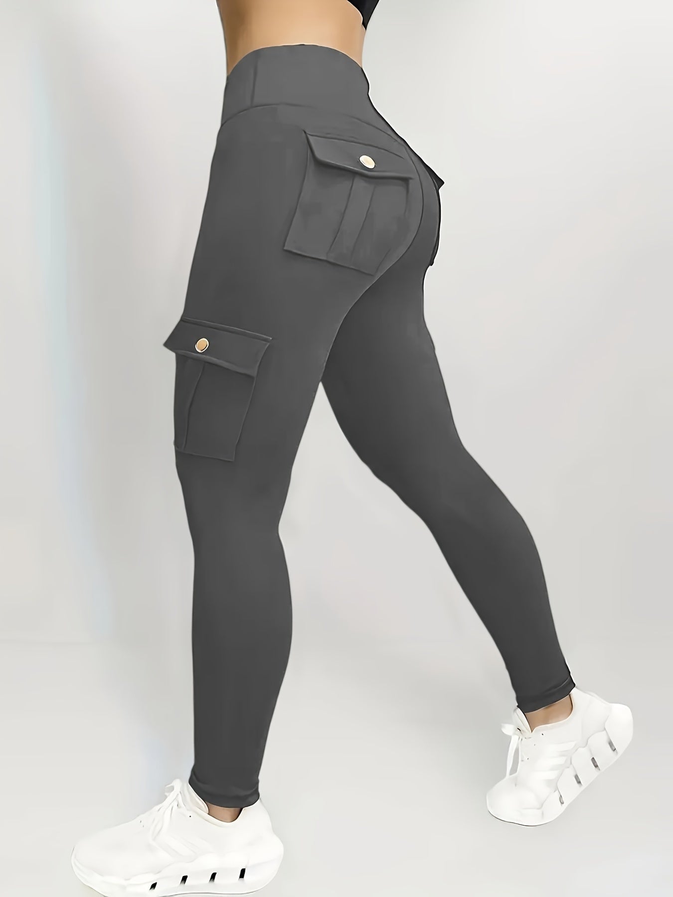 Leggings push up cargo femme taille haute avec poches