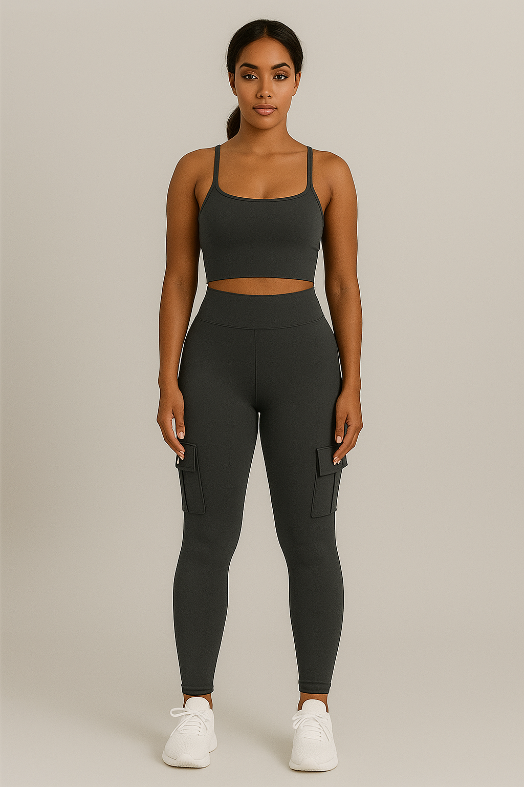Leggings push up cargo femme taille haute avec poches
