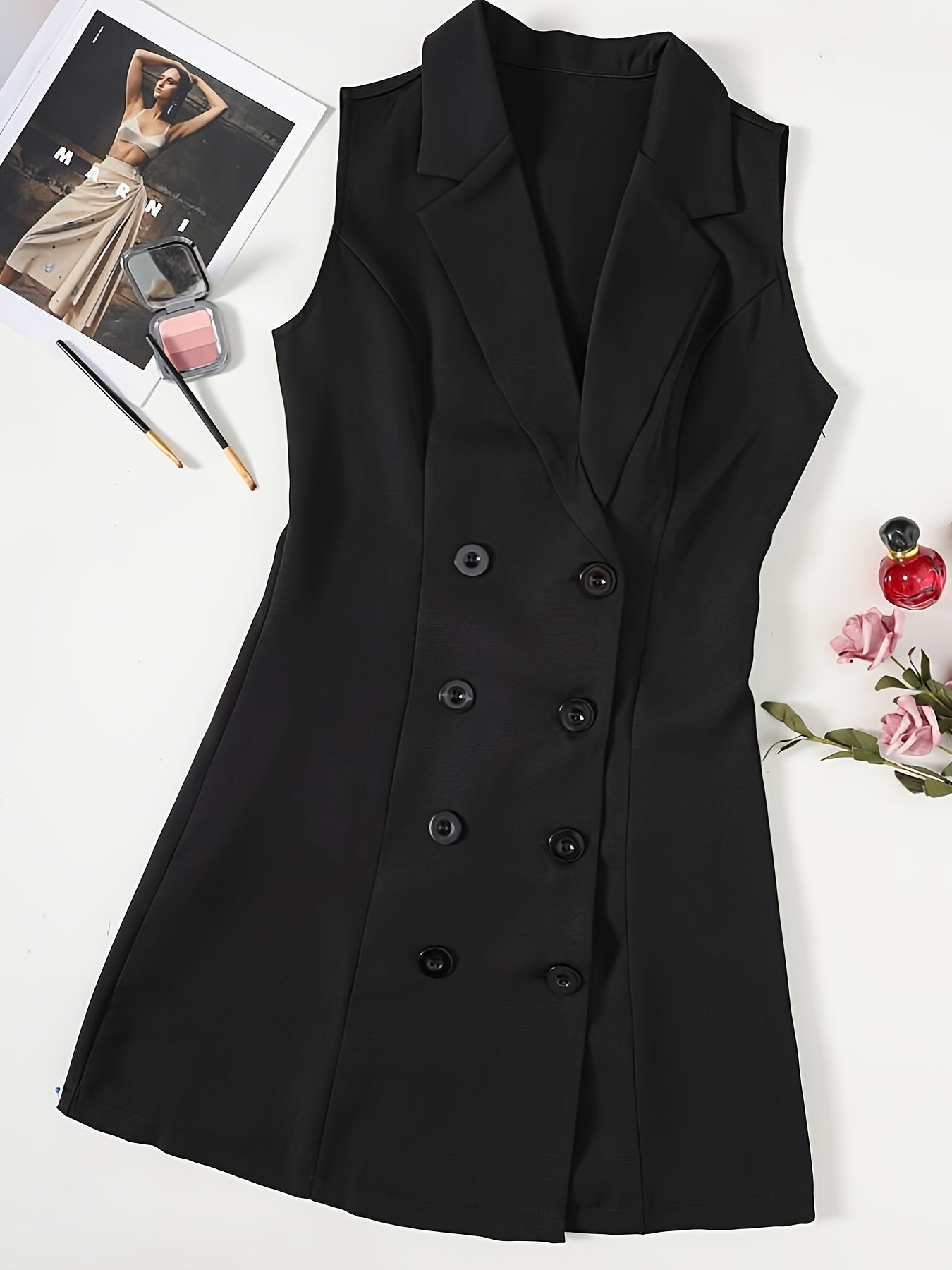 Robe blazer sans manches femme coupe droite élégante