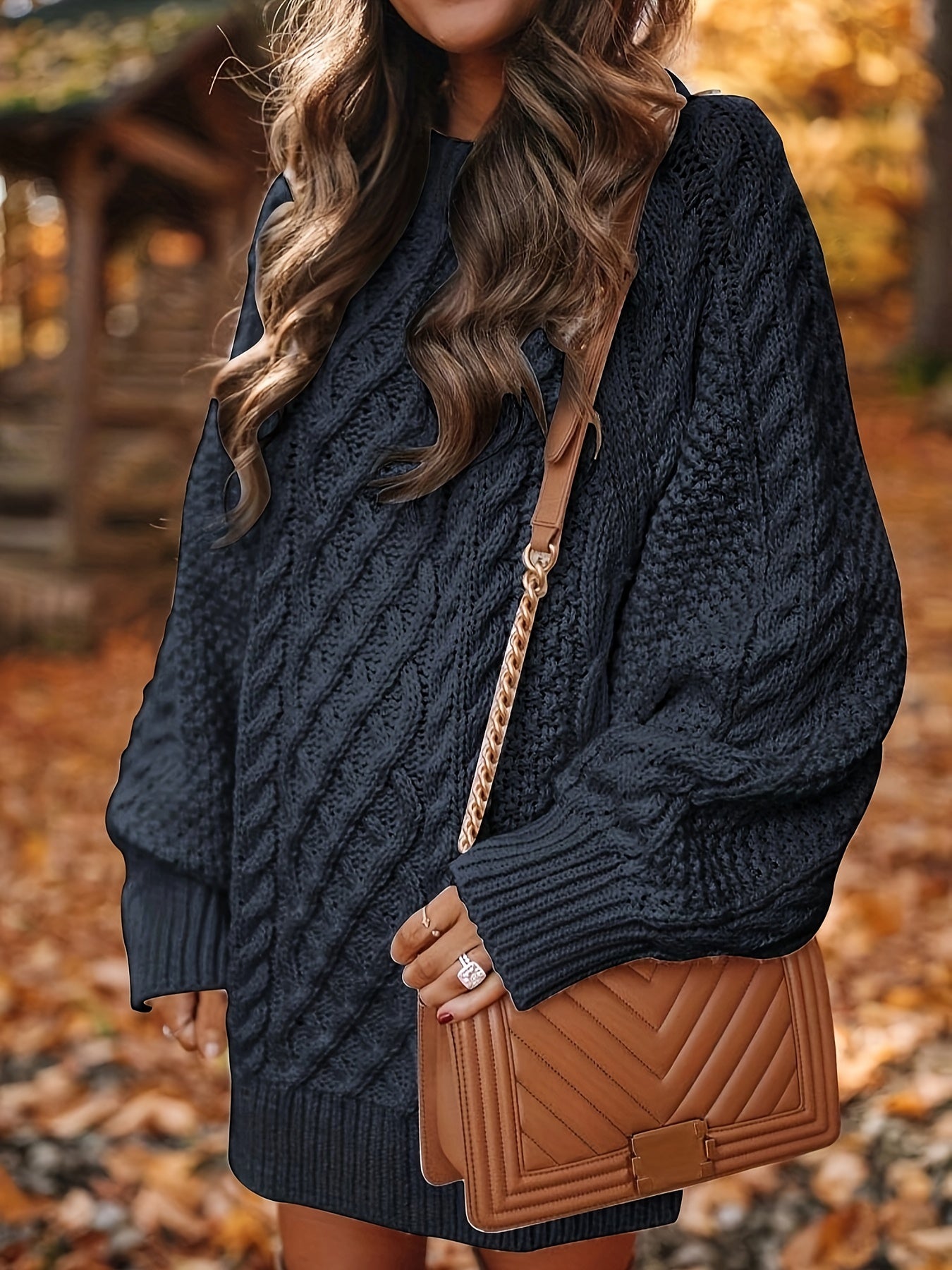 Robe pull grosse maille torsadée oversize femme