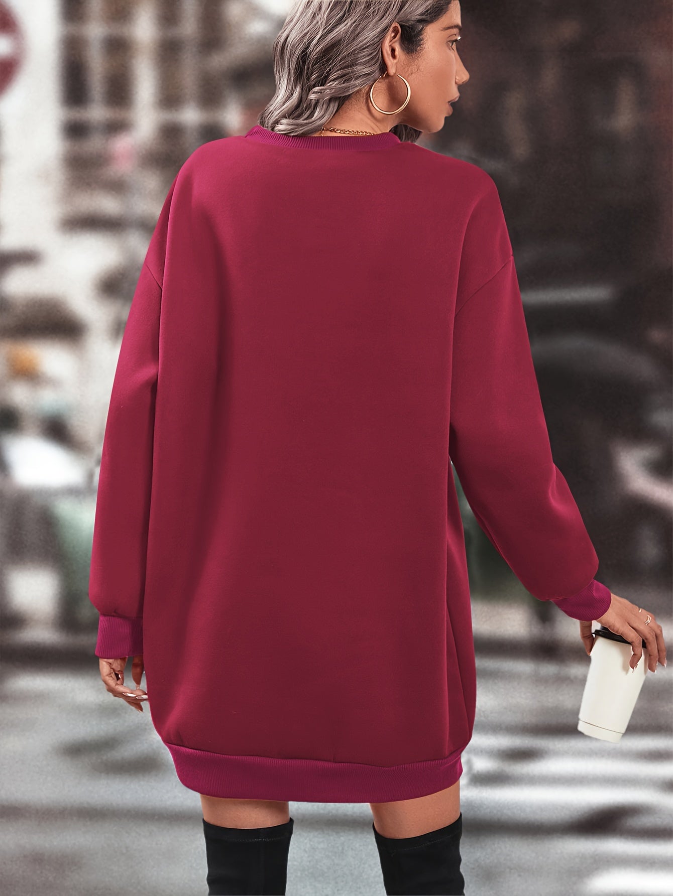 Robe pull sweat oversize femme manches longues