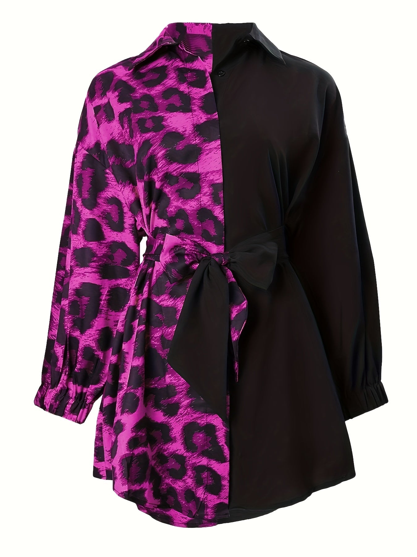 Robe chemise portefeuille imprimé léopard femme
