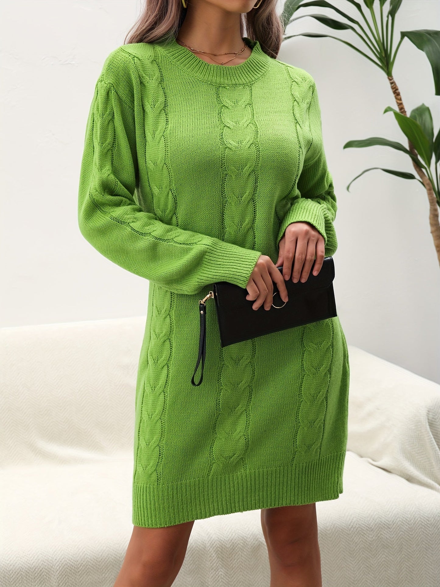 Robe pull torsadée femme coupe droite col rond