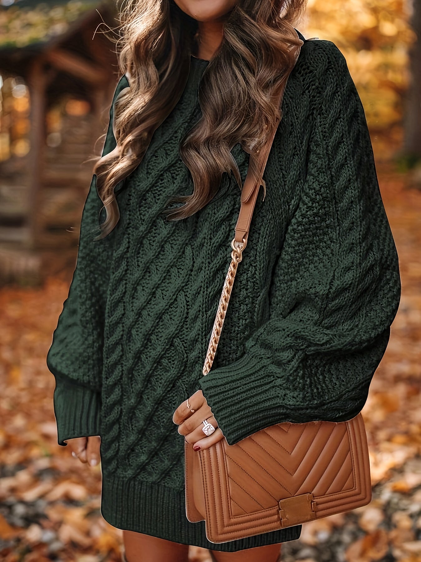 Robe pull grosse maille torsadée oversize femme