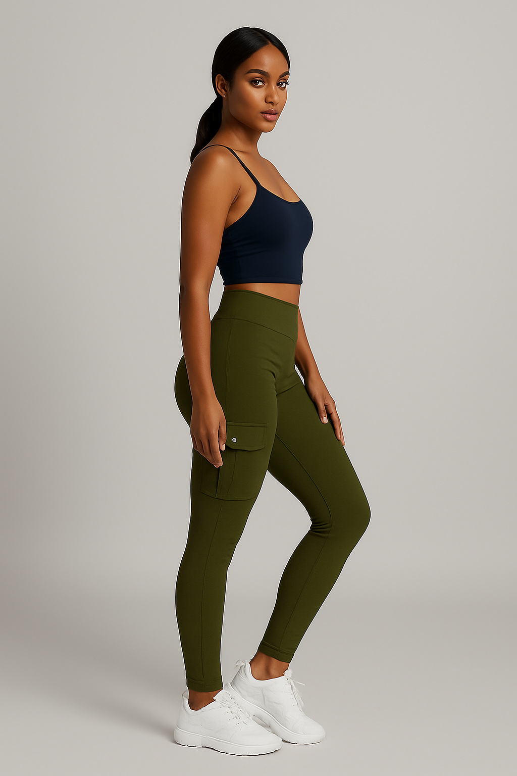 Leggings push up cargo femme taille haute avec poches