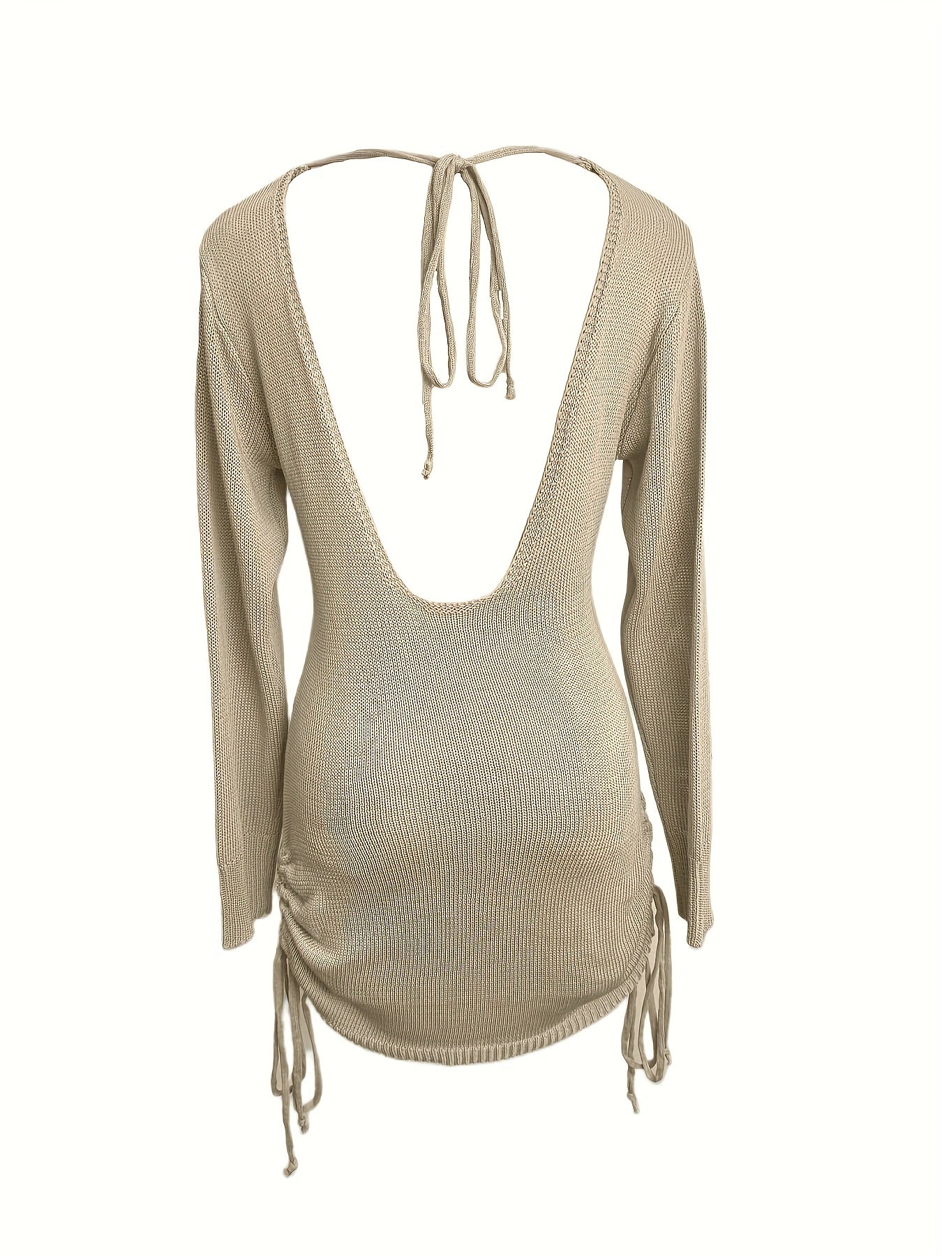 Robe pull côtelée femme à fronces