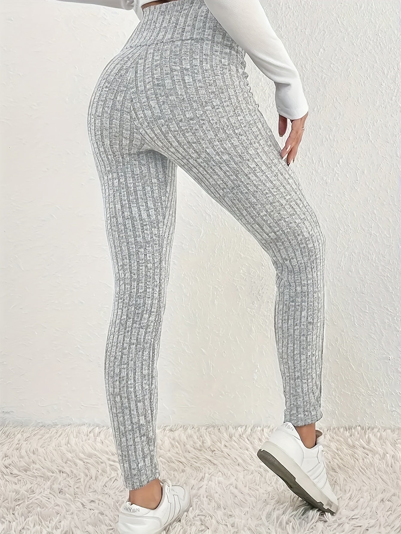 Legging polaire côtelé femme taille haute – confort thermique et style cosy