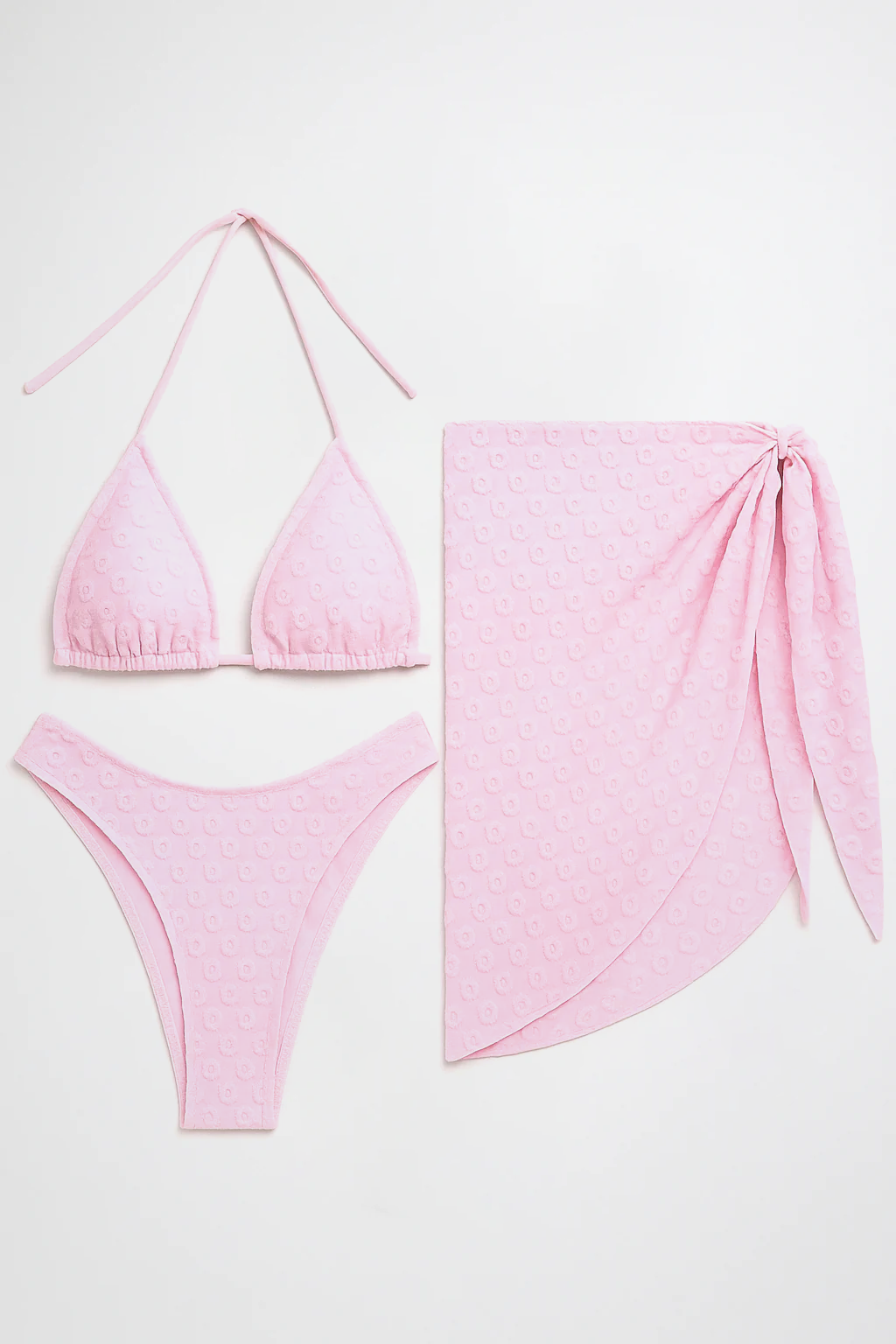 Maillot de bain 2 pièces triangle avec paréo fleuri