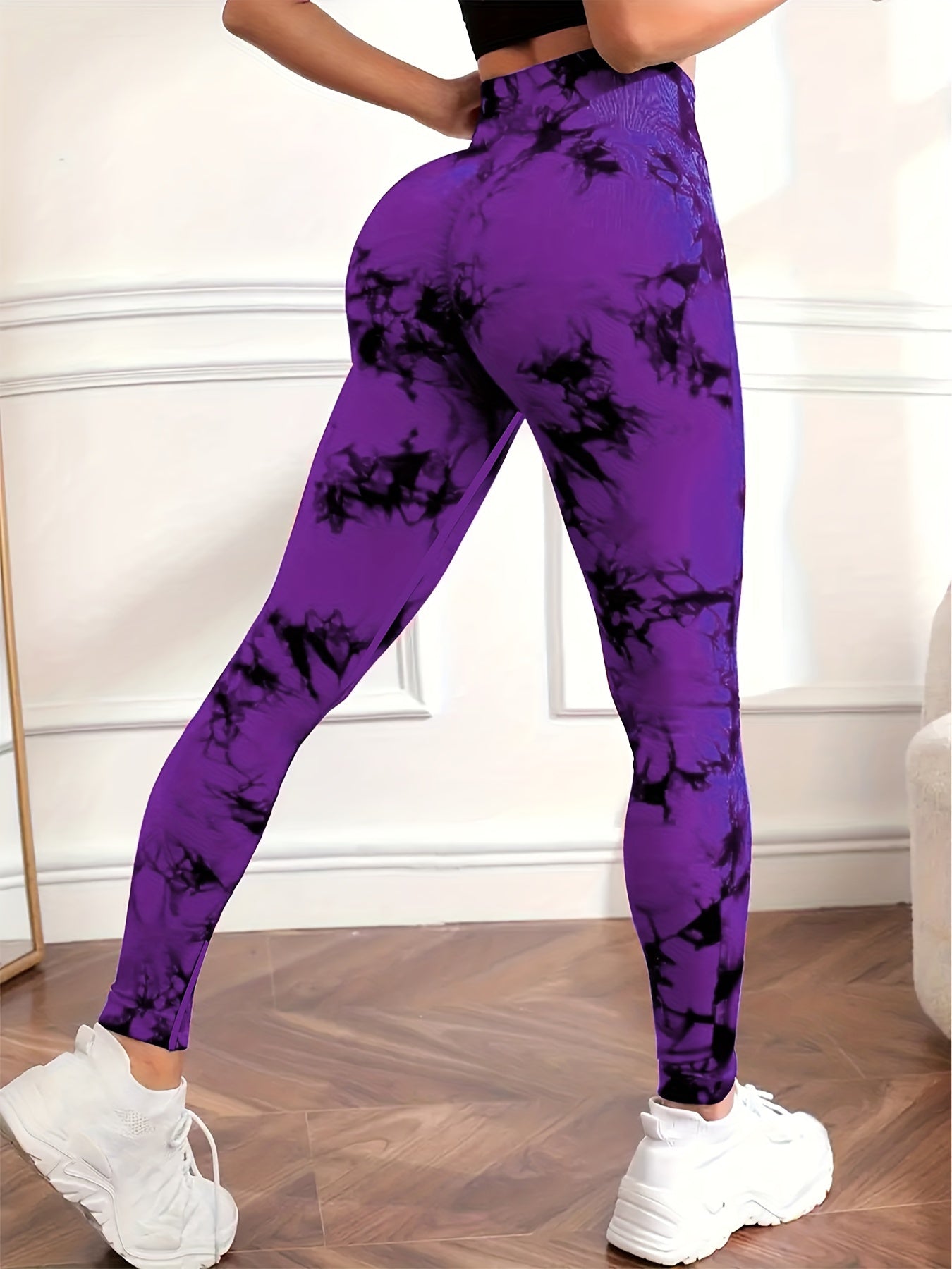 Leggings Push up imprimé marbré taille haute femme
