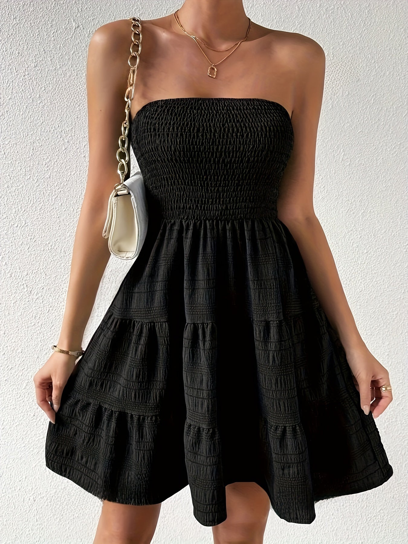 Robe bustier été femme smockée fluide