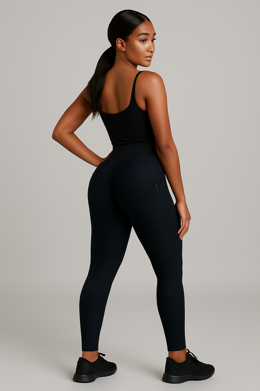 Legging anti-cellulite push-up alvéolé avec poche