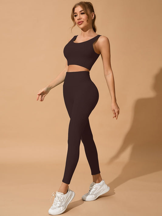Ensemble legging push up femme avec brassière sans manches