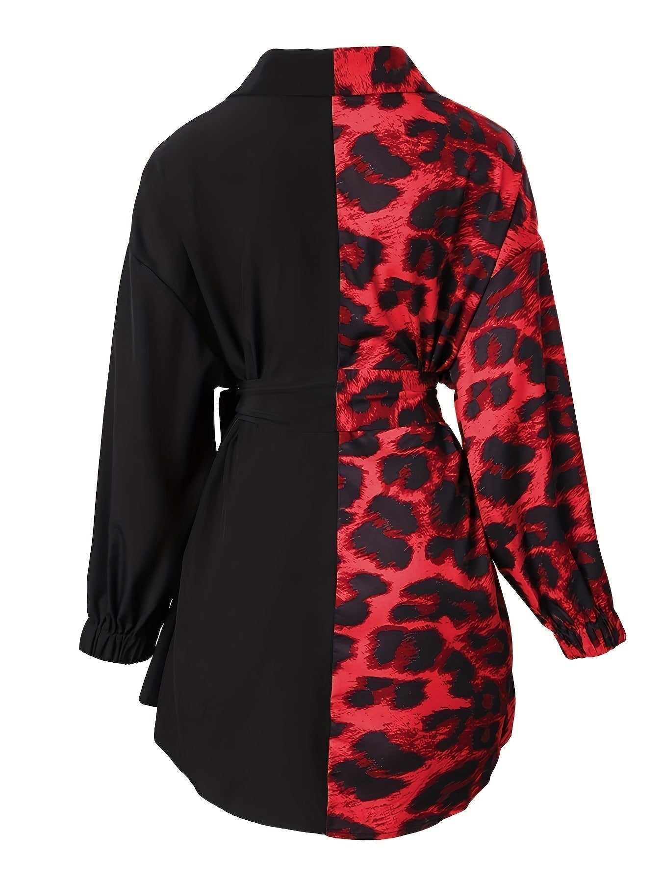Robe chemise portefeuille imprimé léopard femme