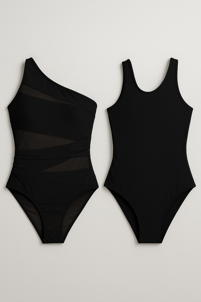 Maillot de bain 1 pièce asymétrique femme voile gainant
