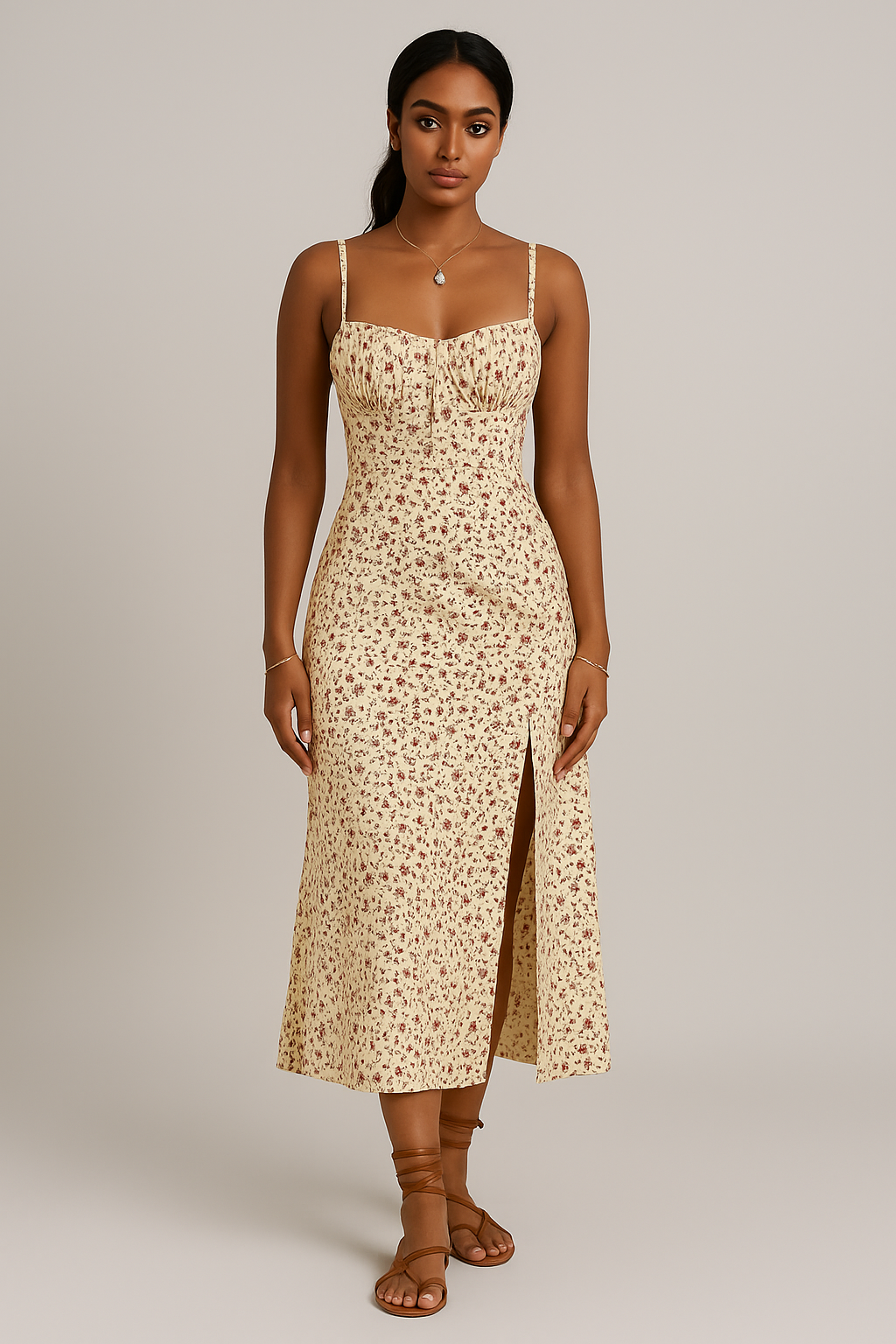 Robe midi bustier fleuri femme