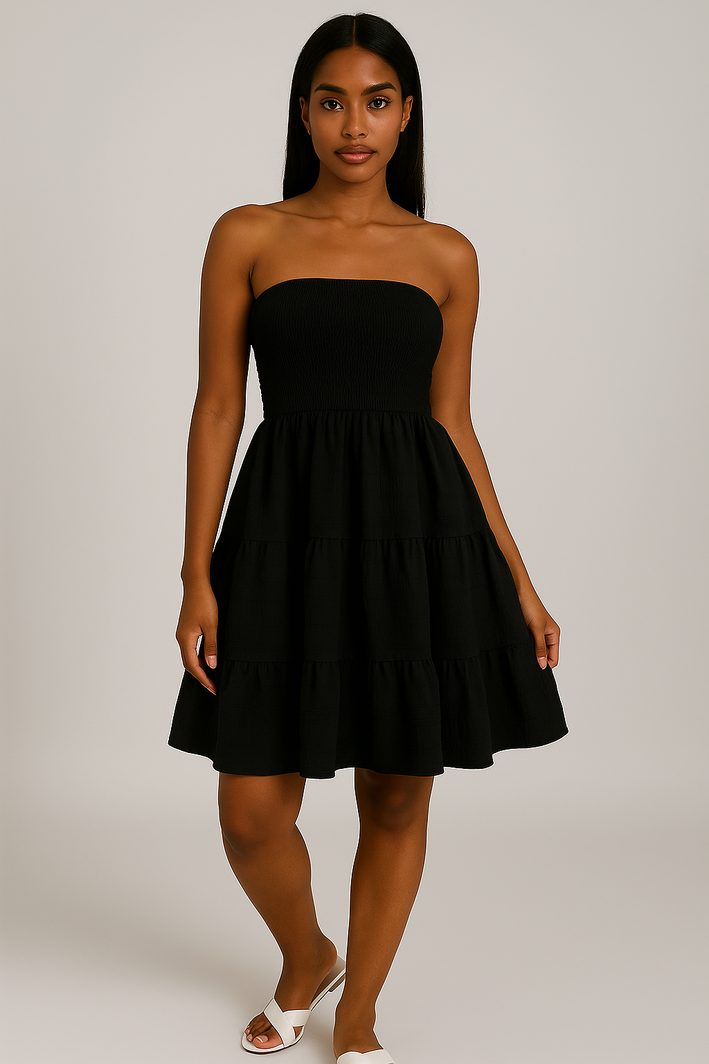 Robe bustier été femme smockée fluide