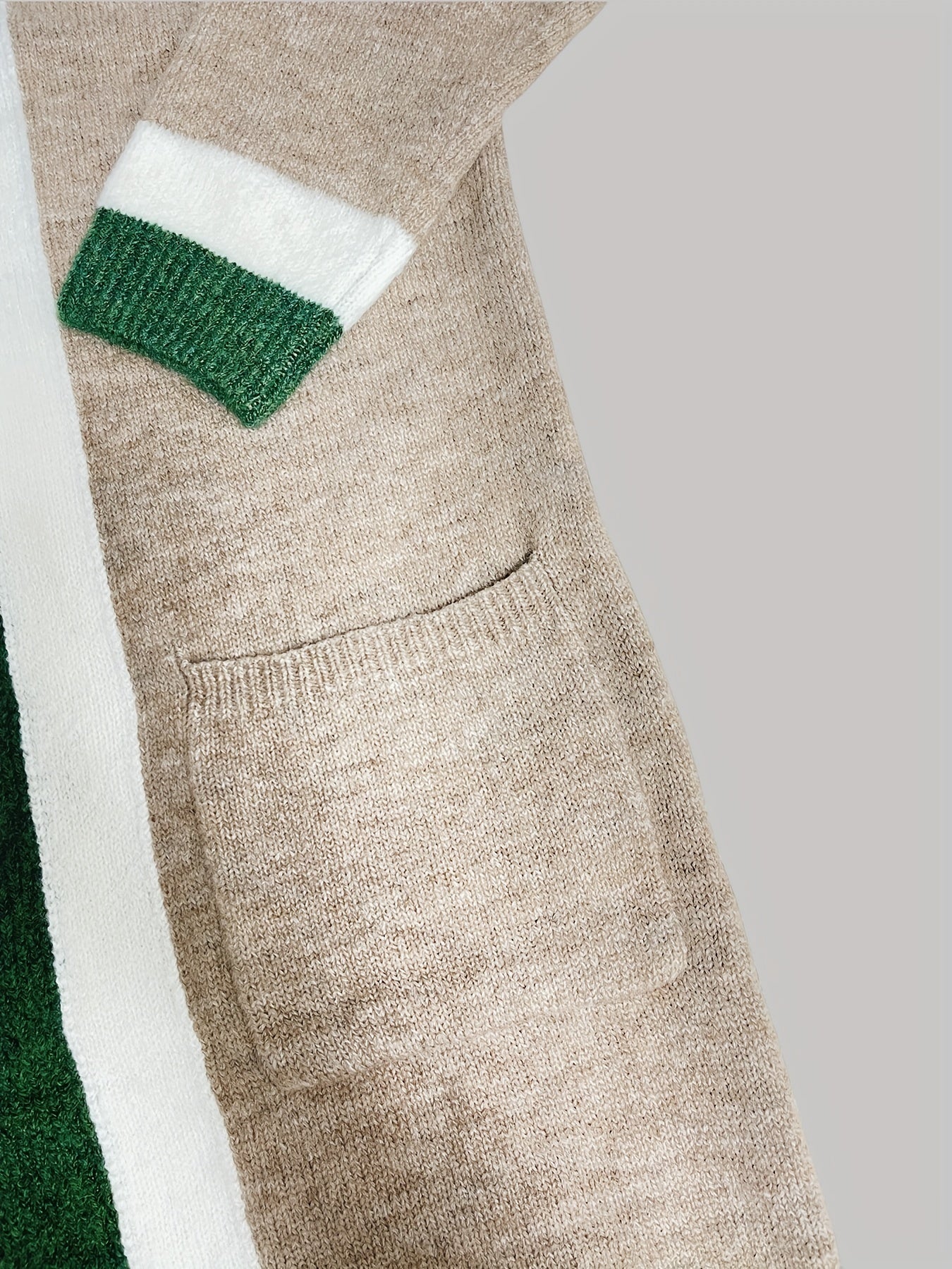 Gilet long chaud femme maille épaisse avec poches