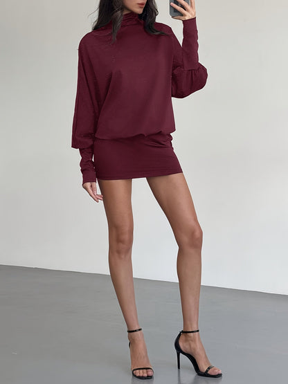 Mini robe dos nu femme manches longues