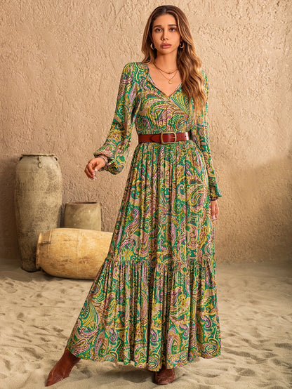 Robe bohème longue été femme à motifs paisley fluide