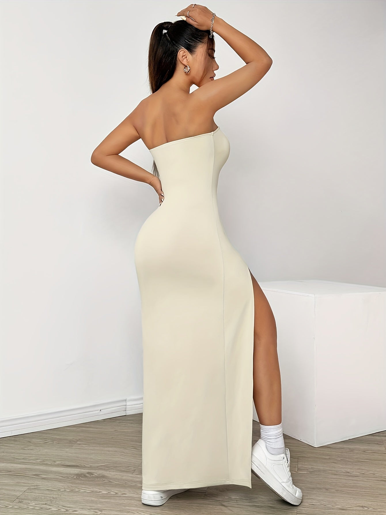 Robe bustier fendue longue femme