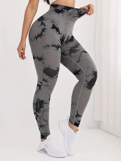 Leggings Push up imprimé marbré taille haute femme