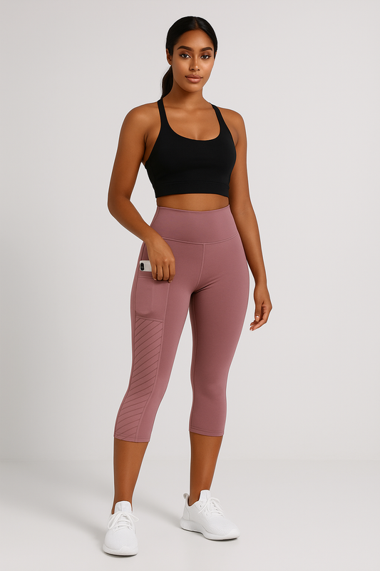 Legging de sport court taille haute avec poche latérale