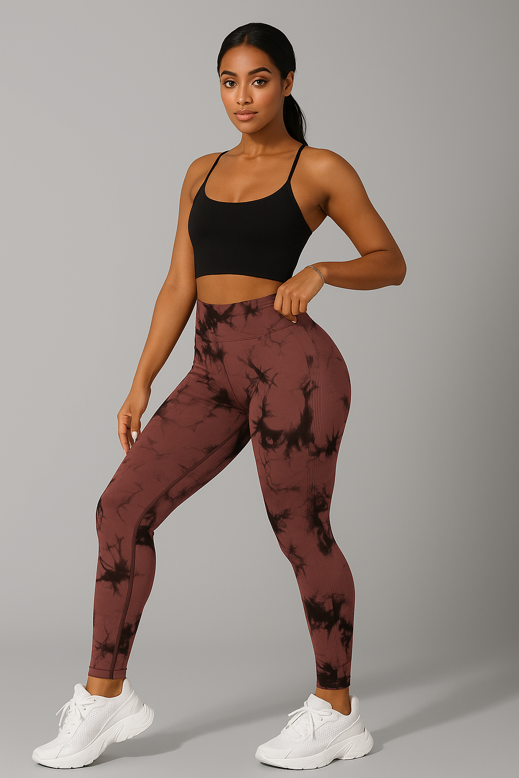Leggings Push up imprimé marbré taille haute femme