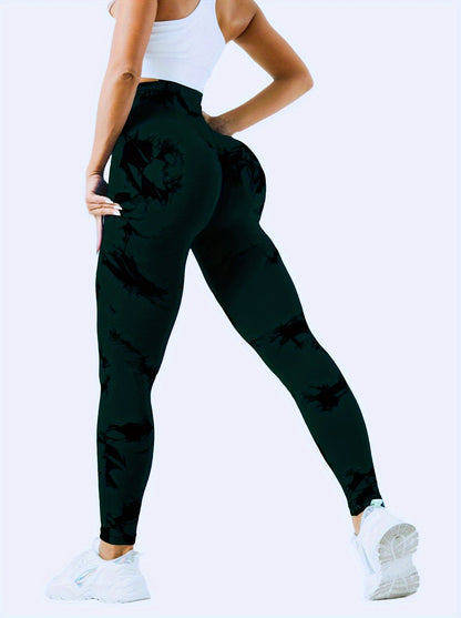Legging anti-cellulite gainant motif marbré – Push-up sculptant et confortable