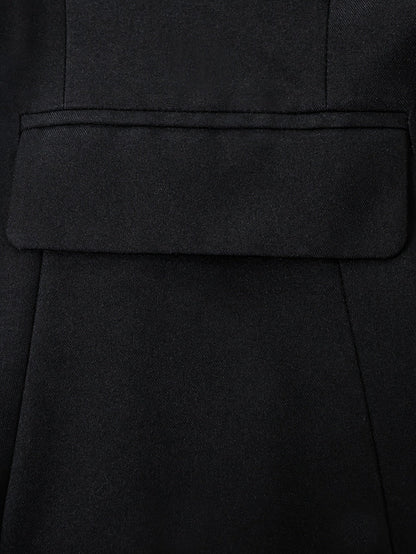Robe blazer longue femme élégante avec fente et boutons dorés
