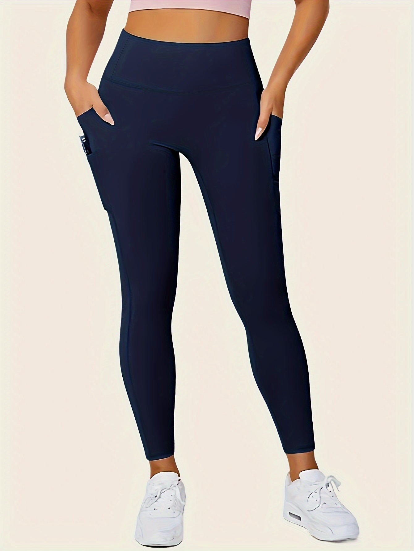 Legging sport femme taille haute avec poches latérales