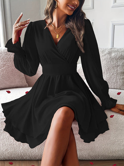 Robe portefeuille femme élégante manches longues fluide