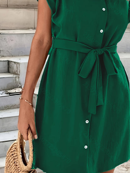 Robe chemise ceinturée femme