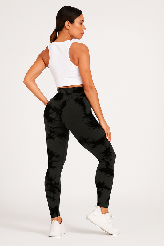 Legging anti-cellulite gainant motif marbré – Push-up sculptant et confortable