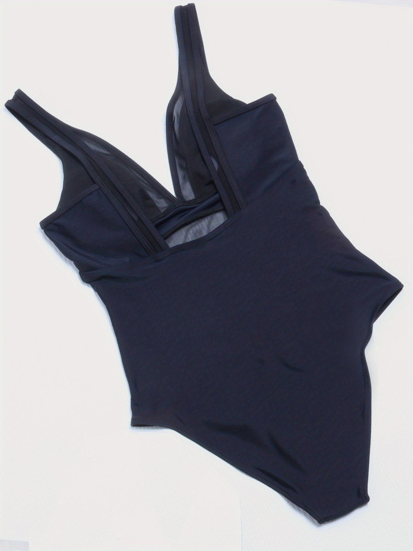 Maillot de bain 1 pièce sculptant femme – décolleté croisé & détails en tulle