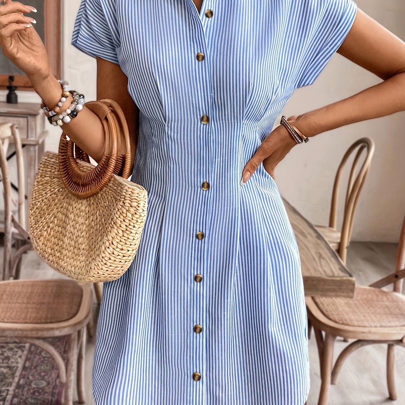 Robe chemise rayée ceinturée femme