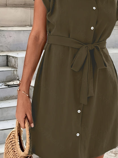 Robe chemise ceinturée femme