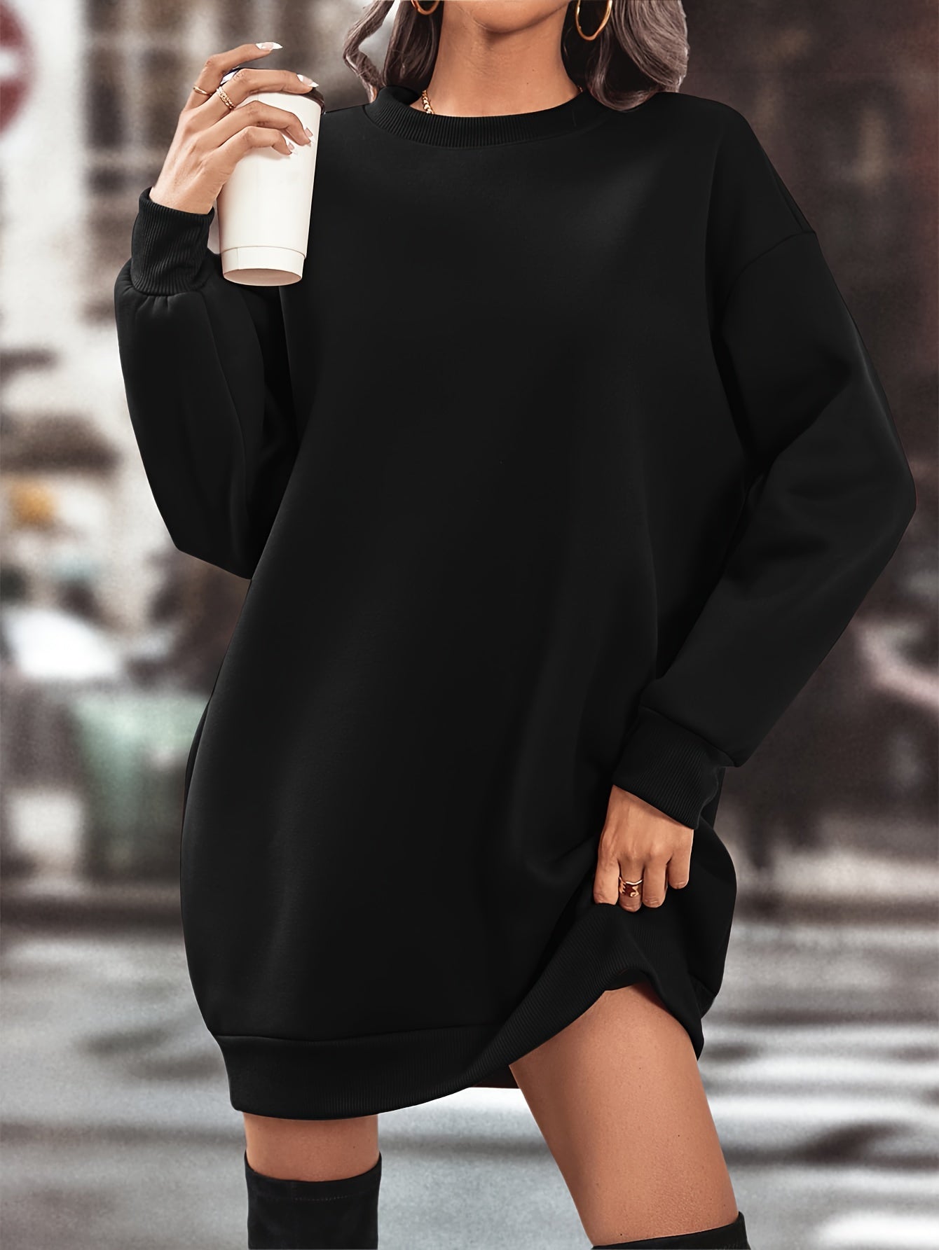 Robe pull sweat oversize femme manches longues