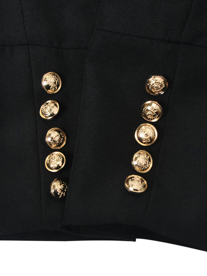 Robe blazer longue femme élégante avec fente et boutons dorés