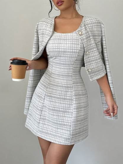 Robe blazer tweed femme avec veste assortie
