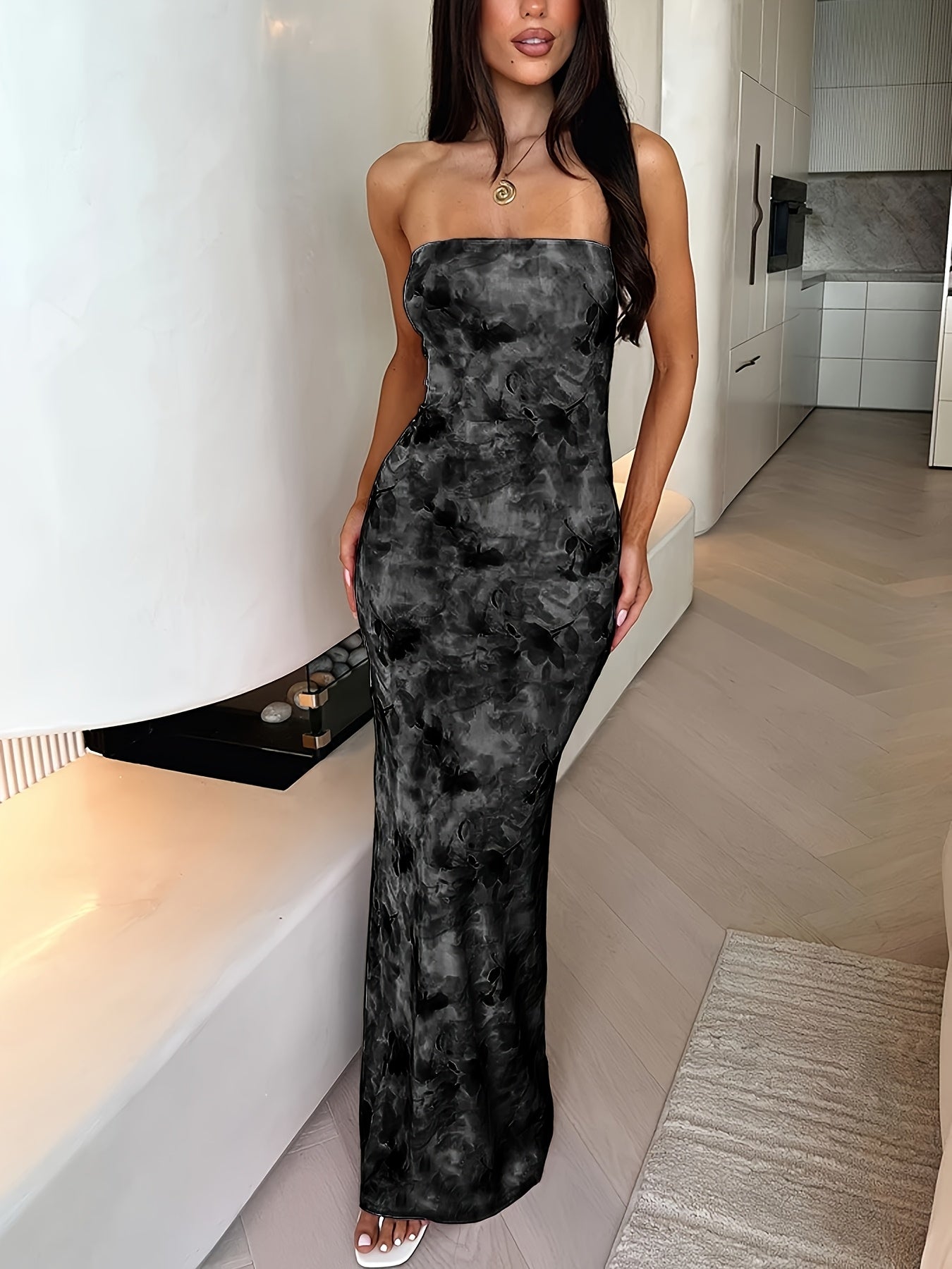 Robe bustier longue fleurie femme