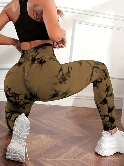 Leggings Push up imprimé marbré taille haute femme