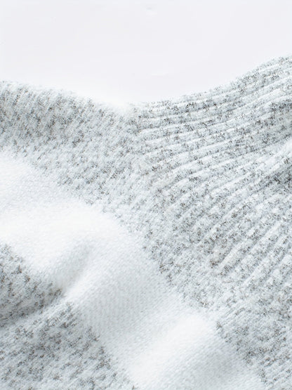 Pull chaud femme col roulé à rayures doux et cocooning
